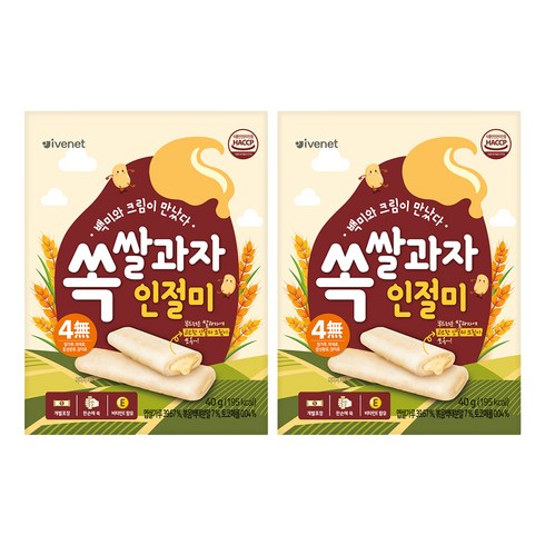아이배냇 유아용 쏙쌀과자, 인절미, 40g, 2개
