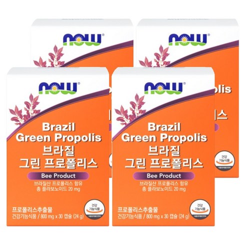 나우푸드 브라질 그린 프로폴리스 24g, 30정, 4개