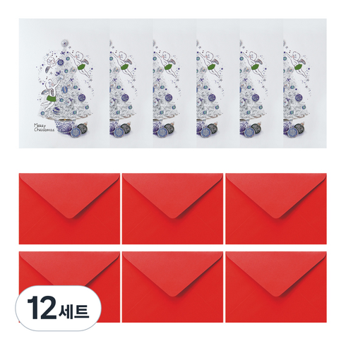 프롬앤투 크리스마스 카드 + 봉투 세트 S207q3, 혼합색상, 12세트