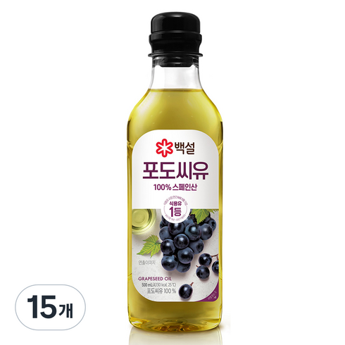 백설 포도씨유, 500ml, 15개