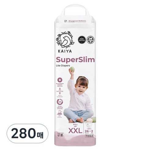 카이야 슈퍼슬림 프리미엄 팬티형 기저귀 남녀공용, 점보형(2XL), 280매