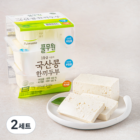 풀무원 국내산 콩 한끼두부 부침용 110g x 2입 + 찌개용 110g 세트, 330g, 2세트
