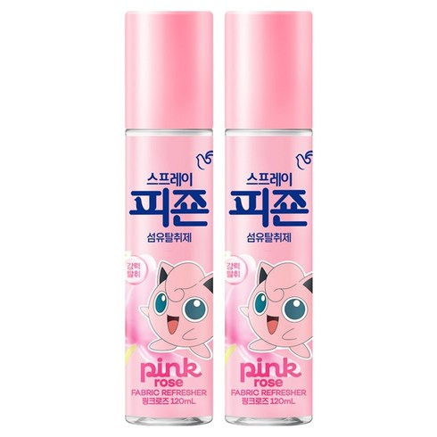 피죤 스프레이 강력 섬유탈취제 핑크로즈, 120ml, 2개