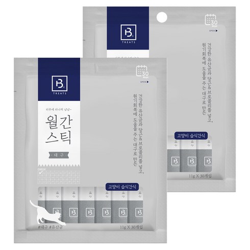 브리더랩 고양이 월간스틱 짜먹는 간식, 대구, 330g, 2개