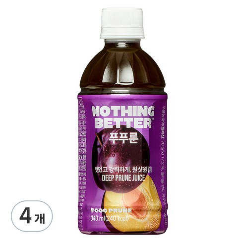 낫띵베럴 푸푸룬 푸룬주스, 340ml, 4개