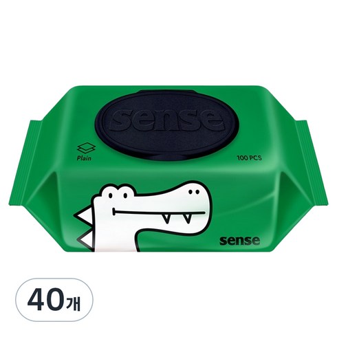 센스 악어 물티슈 캡형, 100매, 40개, 40g