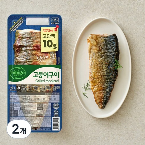 비비고 고단백 고등어구이, 60g, 2개