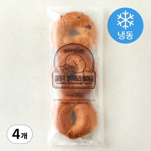 곰곰 블루베리 베이글 (냉동), 360g, 4개