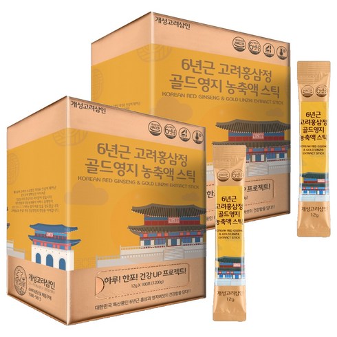 개성고려삼인 6년근 고려홍삼정 골드영지 농축액 스틱 12g x 100p, 1.2kg, 2개