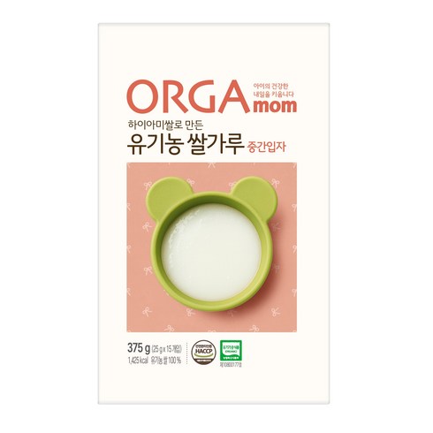 올가맘 하이아미쌀로 만든 유기농 쌀가루 중간입자 이유식, 1개, 375g