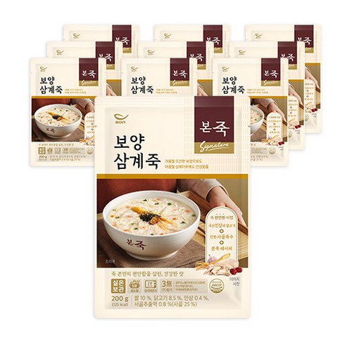 아침엔본죽 파우치형 보양삼계죽, 200g, 10개