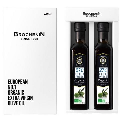 브로슈낭 유기농 엑스트라버진 올리브오일 250ml x 2p 선물세트, 500ml, 1세트
