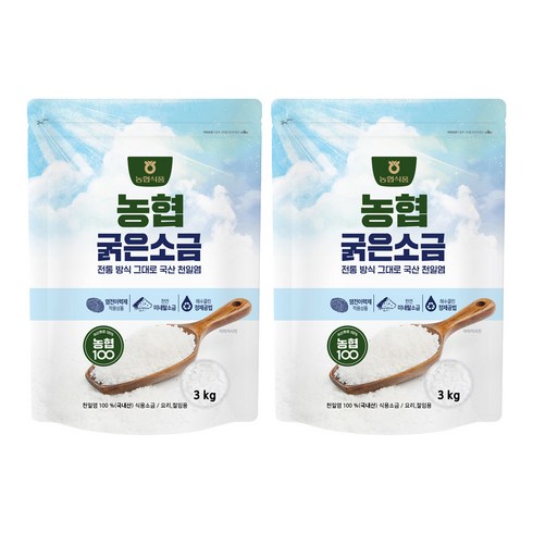 농협100 천일염 굵은소금, 3kg, 2개