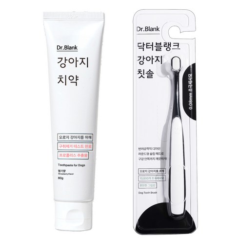 닥터블랭크 강아지 구강관리 치약 딸기맛 + 초미세모 칫솔 세트, 80g, 1세트