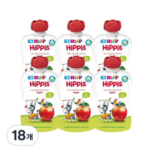 HiPPIS 유기농 과일 이유식, 사과맛, 100g, 18개
