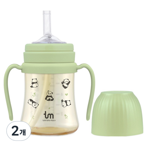 토비앤몰리 PPSU 빨대컵, 그린, 2개, 180ml