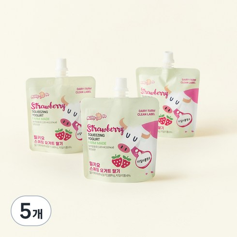 밀키요 스퀴징 요거트 딸기, 120ml, 3개입, 5개