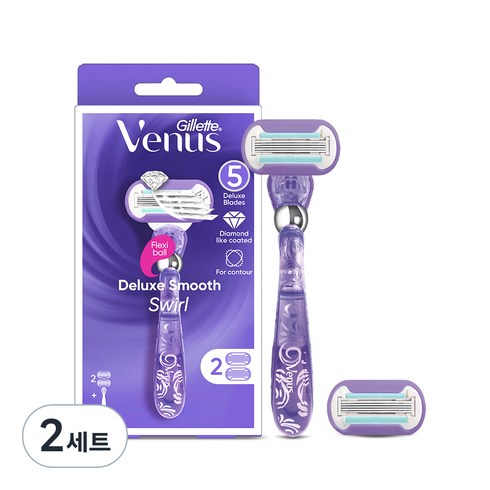 Venus 정품 스월 여성용 면도기 + 면도날 2p, 2세트