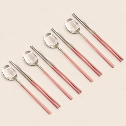 달팽이리빙 퀴진드마망 순수 커트러리, 핑크, 숟가락 4p + 젓가락 4p, 1세트