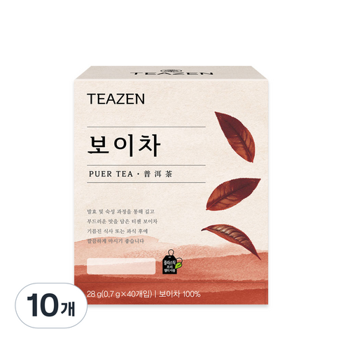 티젠 보이차, 700mg, 40개입, 10개