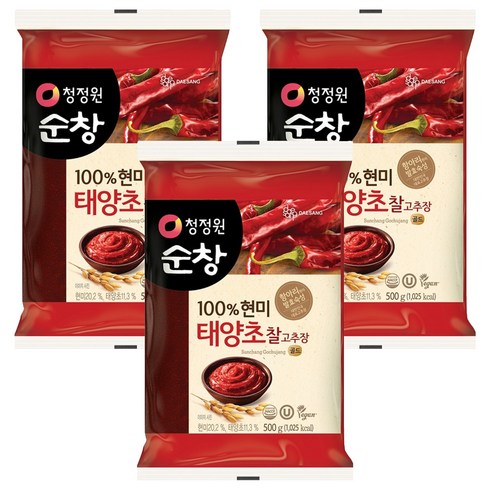 청정원순창 찰 고추장 비닐, 500g, 3개