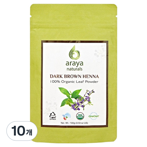 아라야 Naturals 헤나, 10개, 다크브라운