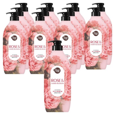 샤워메이트 블루밍 바디워시 로즈 앤 체리블러썸, 900g, 12개