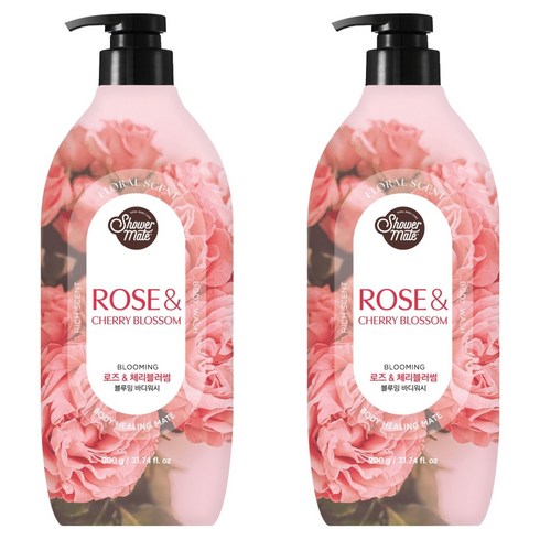 샤워메이트 블루밍 바디워시 로즈 앤 체리블러썸, 900g, 2개