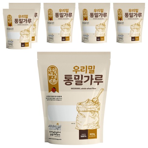 오월햇살 우리밀 통밀가루, 800g, 6개