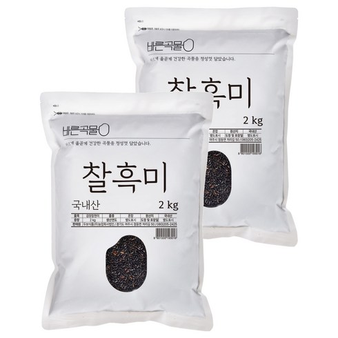 두보식품 바른곡물 국산 찰흑미, 2kg, 2개