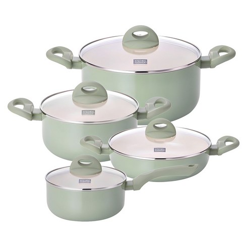 쿠킨 인덕션 칼라냄비 세트 4종, 그린, 편수 18cm + 양수 20cm + 양수 24cm + 전골 24cm, 1세트