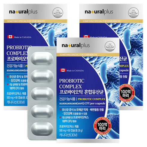 내츄럴플러스 프로바이오틱 혼합유산균, 60정, 30g, 3개