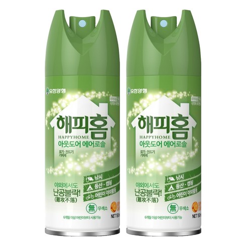 해피홈 아웃도어 에어로솔, 150ml, 2개