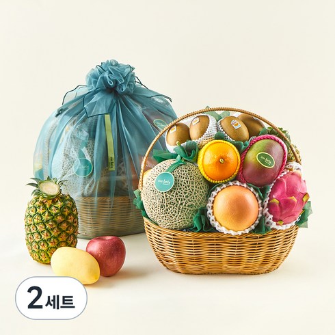 온브릭스 프리미엄 과일바구니 9종 대형 1호 + 고급보자기, 7.13kg, 2세트