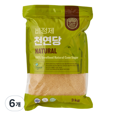 오르코 천연당 갈색설탕, 3kg, 6개