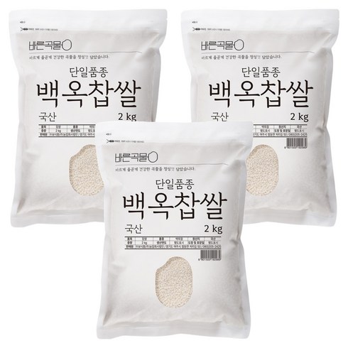 두보식품 바른곡물 단일품종 백옥찹쌀, 3개, 2kg