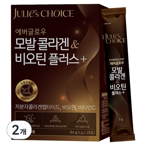 줄리스초이스 에버글로우 모발 콜라겐 & 비오틴 플러스+, 2개, 84g