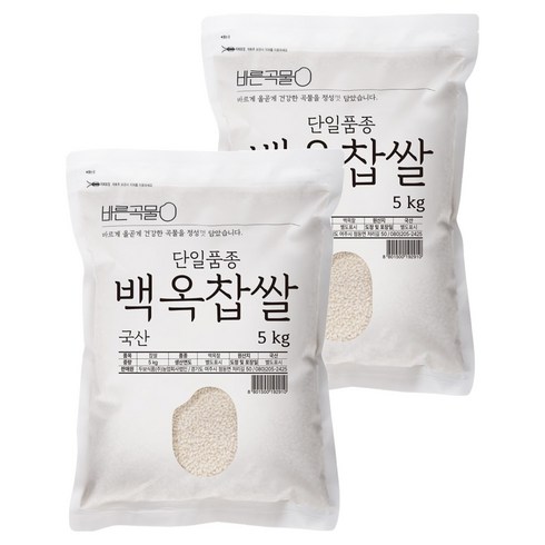 두보식품 바른곡물 단일품종 백옥찹쌀, 2개, 5kg