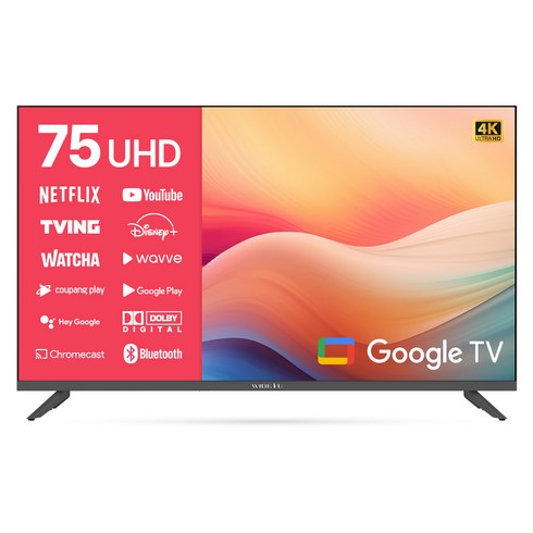 와이드뷰 4K UHD 구글5.0 스마트 TV, 190cm(75인치), WGE75UT1, 스탠드형, 방문설치