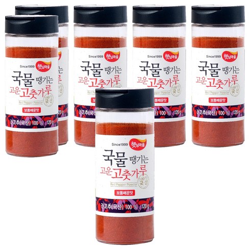햇님마을 국물땡기는 국산 고운 고춧가루 보통매운맛, 120g, 6개