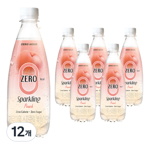 제로아워 0kcal 스파클링 복숭아맛 탄산음료, 350ml, 12개