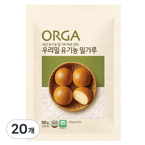 올가홀푸드 유기밀가루, 500g, 20개