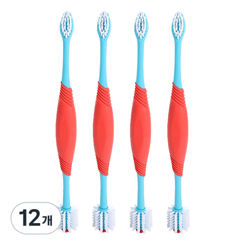 펫코노미 반려동물 360도 양면 헤드 칫솔, 혼합색상, 12개