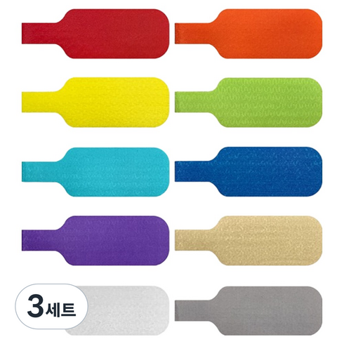 랩잇 벨크로 네임택 라벨 10종 세트 410-CL-MD-MC, 3세트, 혼합색상