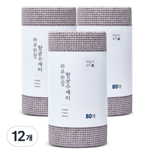 데일리워터 일회용 수세미, 그레이 브라운, 80개입, 12개