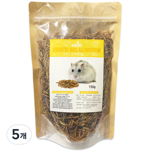 모스트펫 건조 밀웜 햄스터 간식 리필, 150g, 5개