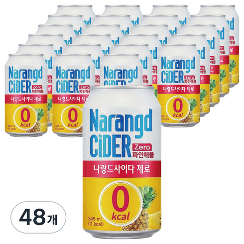 나랑드사이다 제로 파인애플 캔, 345ml, 48개