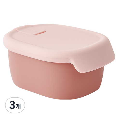 퍼기 이중밀폐 실리콘 이유식 보관용기, 200ml, 드라이로즈, 3개