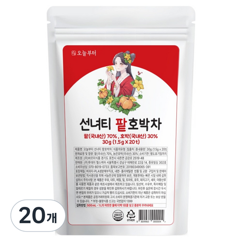 오늘부터 선녀티 팥호박차, 1.5g, 20개입, 20개