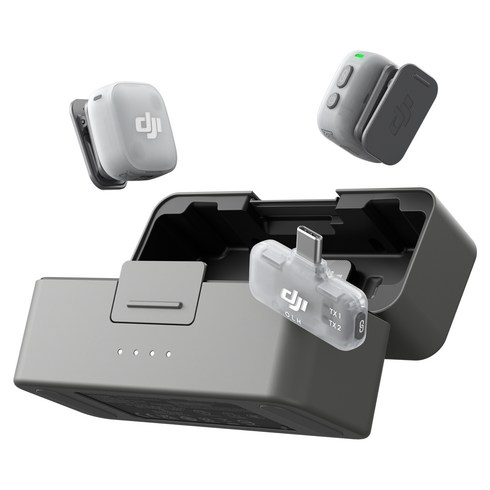 DJI 무선 Mic Mini 2 TX 송신기 2p + 모바일 RX 수신기 1p + 충전 케이스 세트, 혼합색상